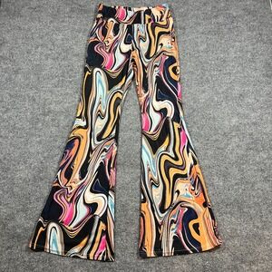 No Boundaries Leggings Women Small Multicolor Swirl Print Flared Leg Stretch Gym
